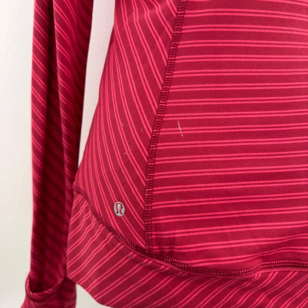 Lululemon red two tone striped pullover - Picture 6 of 10